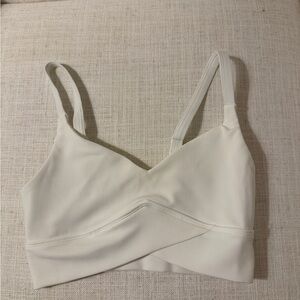 L Space Active White criss cross ribbed sports bra- white- size xsmall